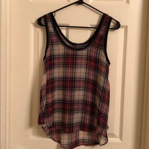 Plaid sheer tank